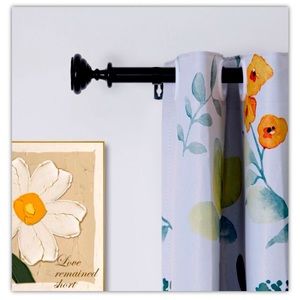 1” Curtain Rod Adjustable 28-50” Tower Cap Finials W/Hardware Matte Black For W